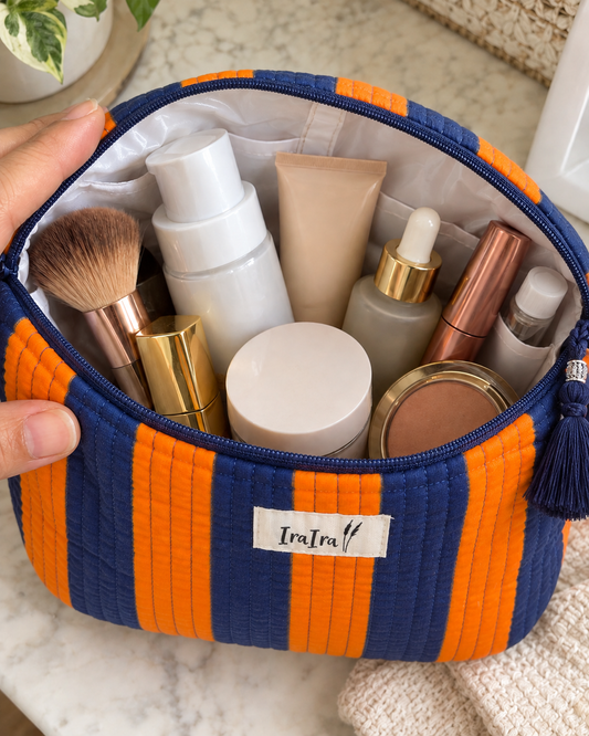 Cotton Quilted Cosmetic Bags - Set Of 3