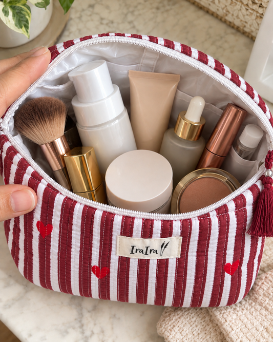 Cotton Quilted Cosmetic Bags - Set Of 3