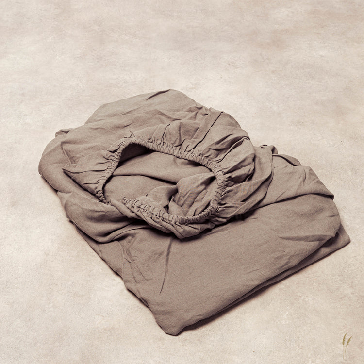 Charcoal Grove Linen Fitted Sheet