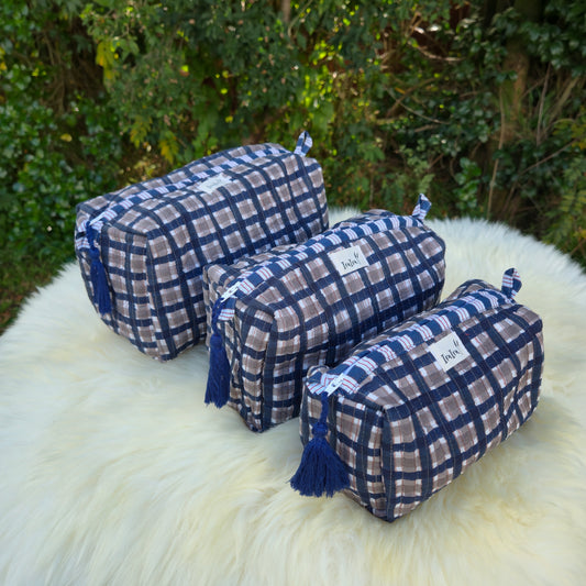Cotton Quilted Cosmetic Bags - Set Of 3
