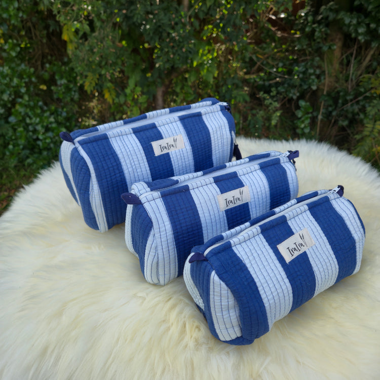 Cotton Quilted Cosmetic Bags - Set Of 3