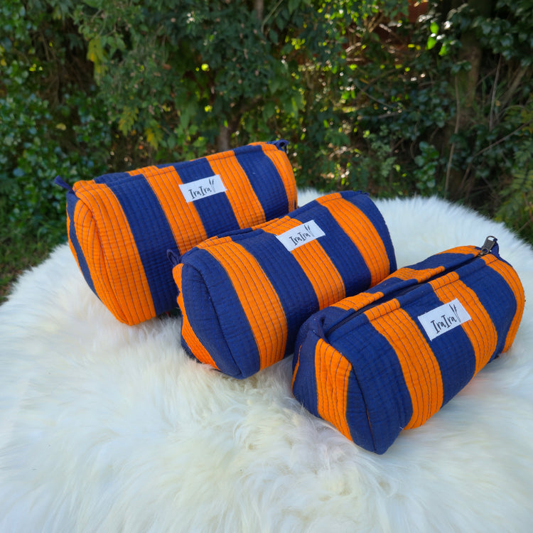 Cotton Quilted Cosmetic Bags - Set Of 3