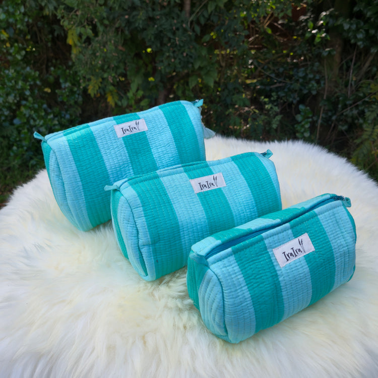 Cotton Quilted Cosmetic Bags - Set Of 3
