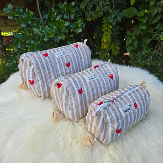Cotton Quilted Cosmetic Bags - Set Of 3