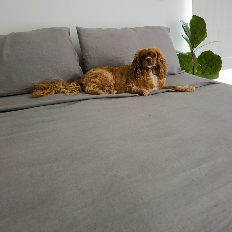 Charcoal Grove Linen Flatsheet Set