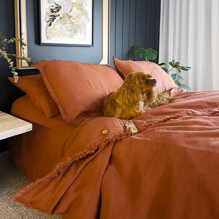 Earth Brown Linen Duvet Set