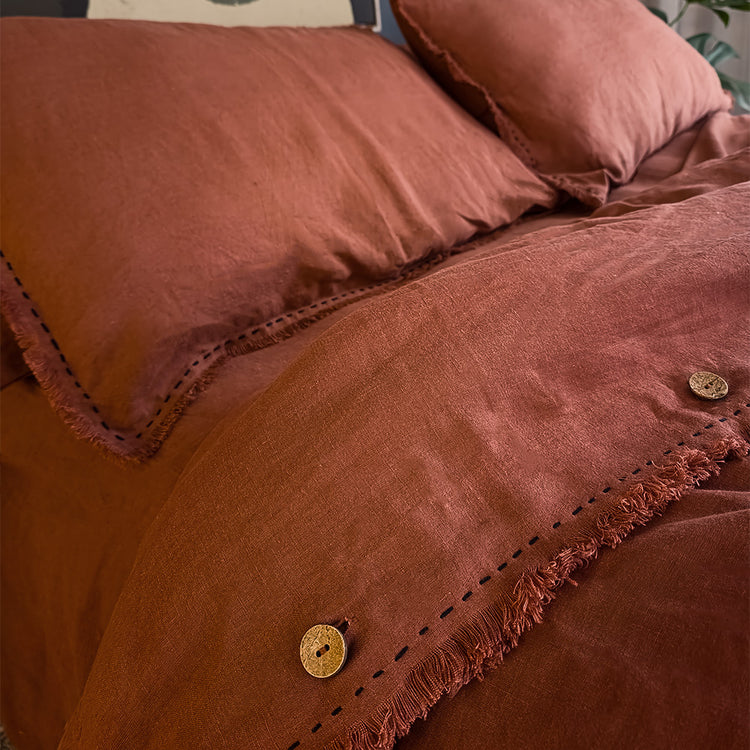 Earth Brown Linen Duvet Set