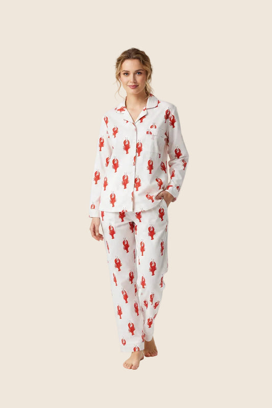 Cotton Lobster PJ Set - White/Long