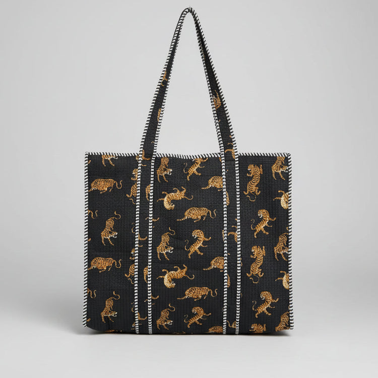 Reversible 100% Cotton Tote Bag - Jungle Mist