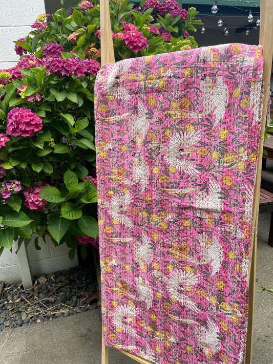 Galah Hand-stitched Cotton Bedspread