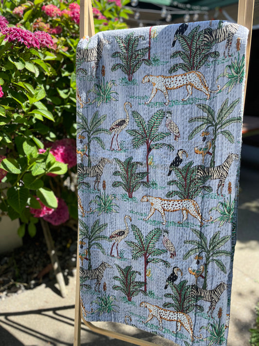 Panthera Hand-stitched Cotton Bedspread