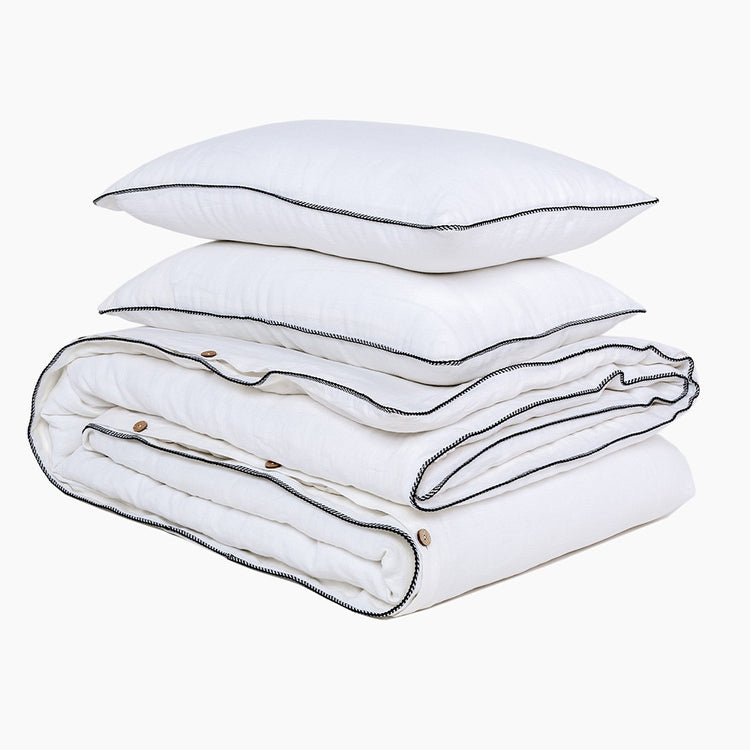 Ivory White Linen Duvet Set