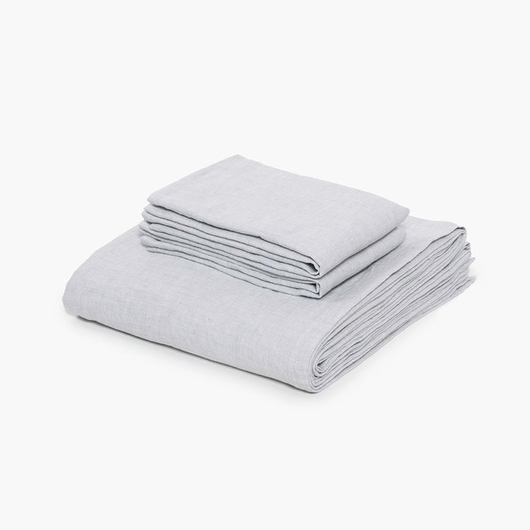 Sky Blue Linen Flatsheet Set