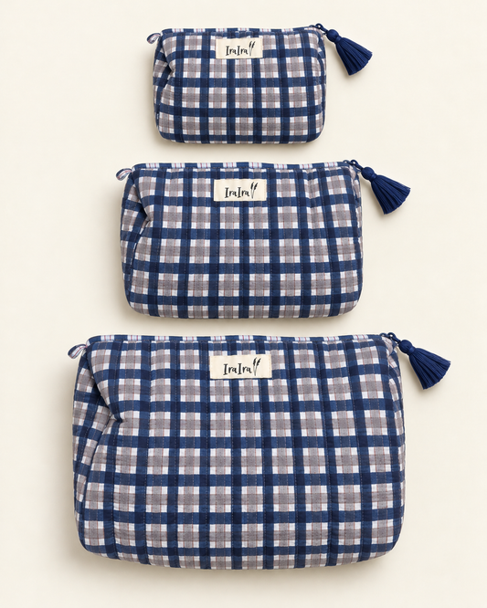 Cotton Quilted Cosmetic Bags - Set Of 3