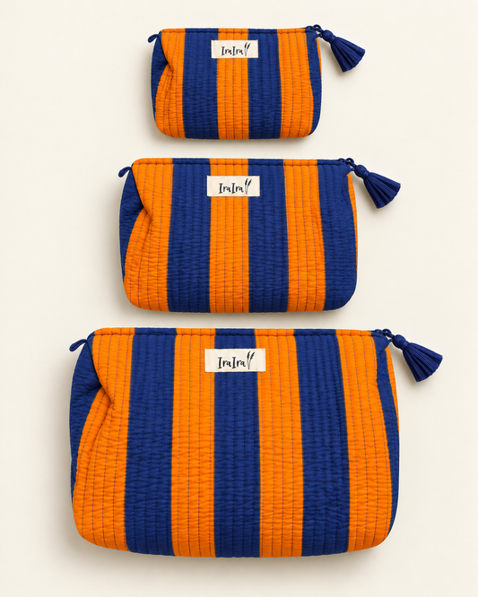 Cotton Quilted Cosmetic Bags - Set Of 3