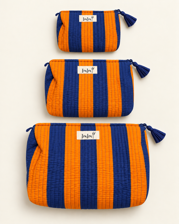 Cotton Quilted Cosmetic Bags - Set Of 3