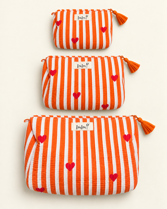 Cotton Quilted Cosmetic Bags - Set Of 3