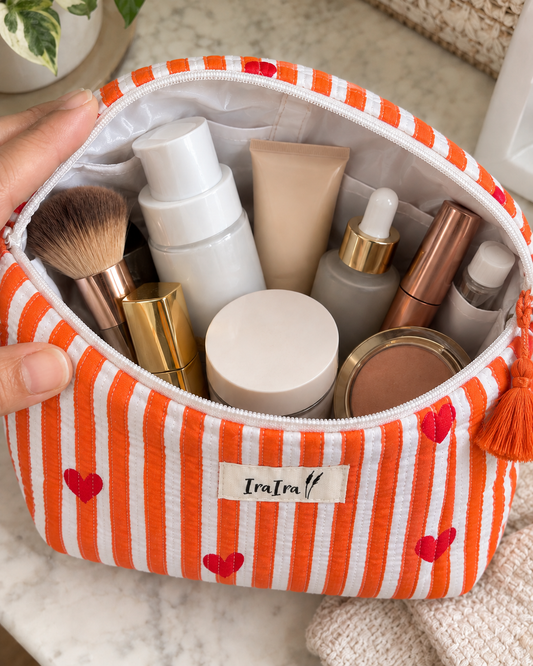 Cotton Quilted Cosmetic Bags - Set Of 3