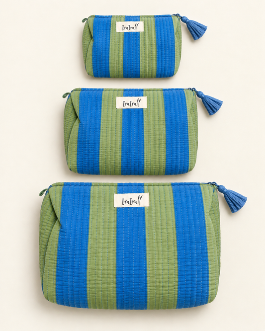 Cotton Quilted Cosmetic Bags - Set Of 3