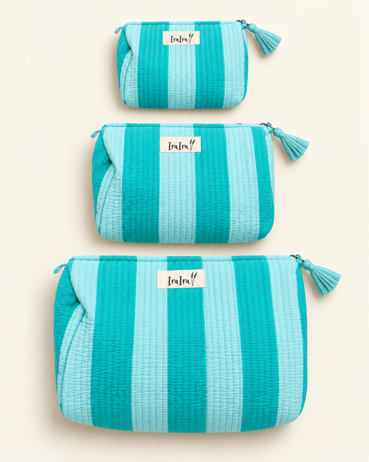 Cotton Quilted Cosmetic Bags - Set Of 3
