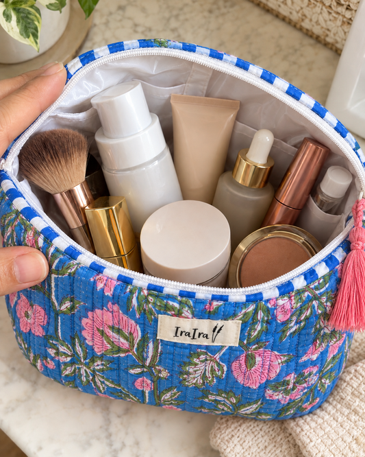 Cotton Quilted Cosmetic Bags - Set Of 3