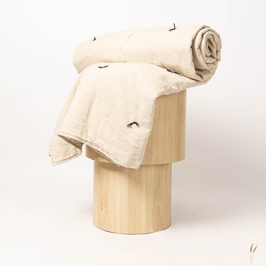 Oatmeal Hand Tucked Linen Quilt