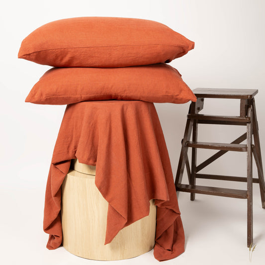 Earth Brown Linen Flatsheet Set