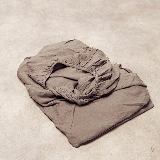 Charcoal Grove Linen Fitted Sheet
