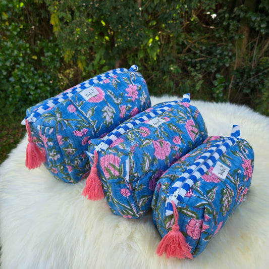 Cotton Quilted Cosmetic Bags - Set Of 3