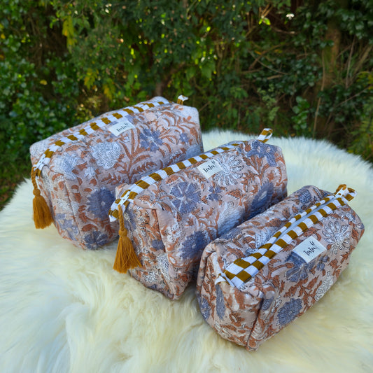 Cotton Quilted Cosmetic Bags - Set Of 3
