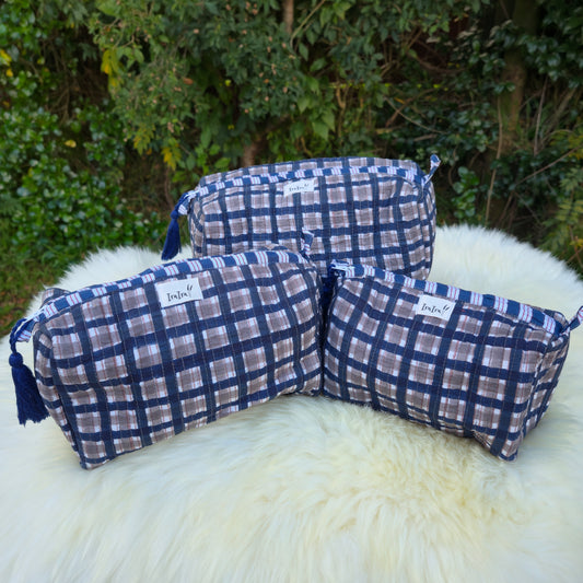Cotton Quilted Cosmetic Bags - Set Of 3