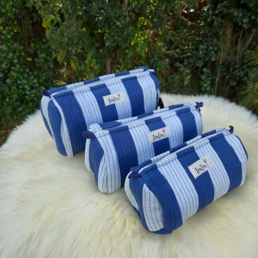 Cotton Quilted Cosmetic Bags - Set Of 3