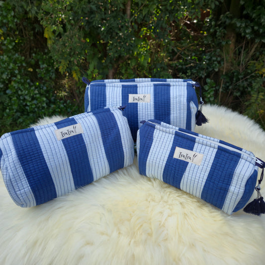 Cotton Quilted Cosmetic Bags - Set Of 3