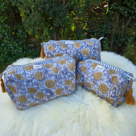 Cotton Quilted Cosmetic Bags - Set Of 3