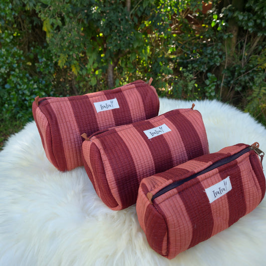 Cotton Quilted Cosmetic Bags - Set Of 3