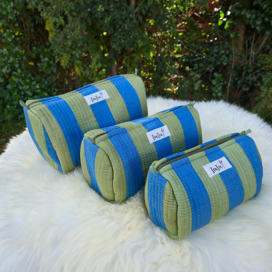 Cotton Quilted Cosmetic Bags - Set Of 3