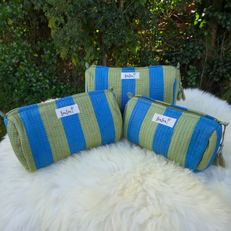 Cotton Quilted Cosmetic Bags - Set Of 3