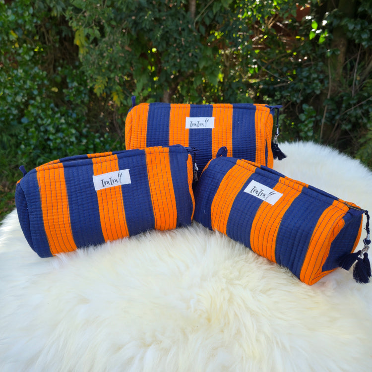 Cotton Quilted Cosmetic Bags - Set Of 3