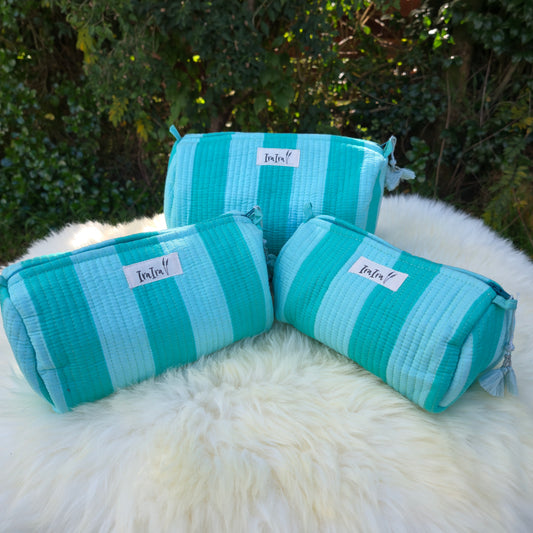 Cotton Quilted Cosmetic Bags - Set Of 3