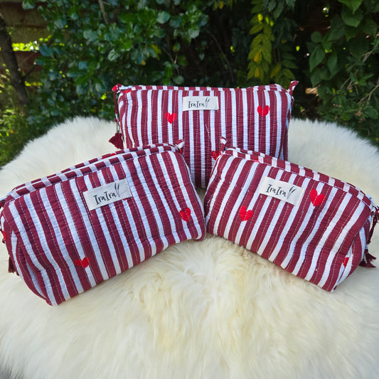 Cotton Quilted Cosmetic Bags - Set Of 3