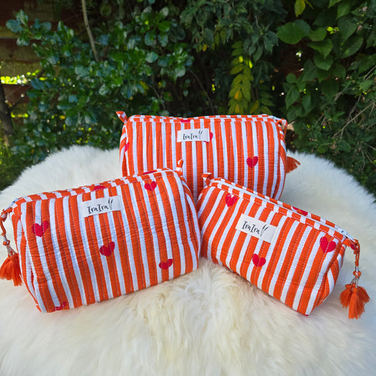 Cotton Quilted Cosmetic Bags - Set Of 3