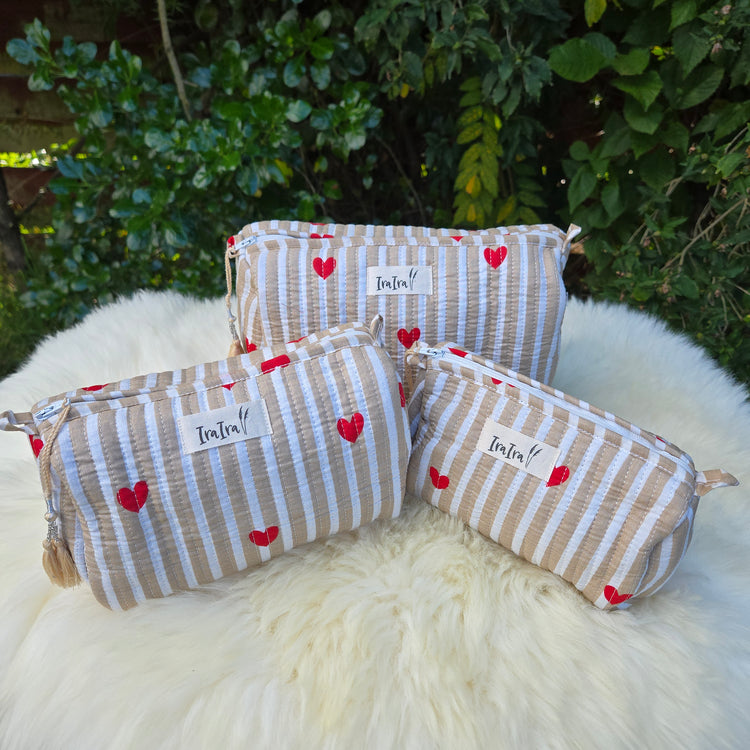 Cotton Quilted Cosmetic Bags - Set Of 3