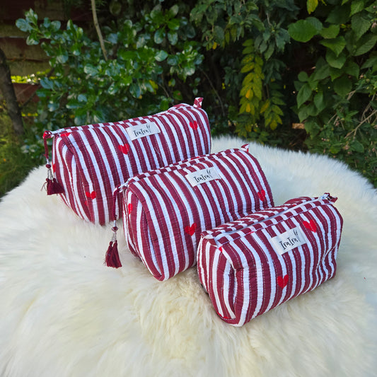 Cotton Quilted Cosmetic Bags - Set Of 3