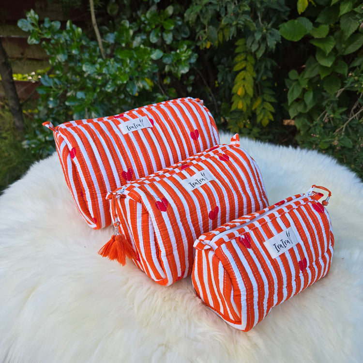 Cotton Quilted Cosmetic Bags - Set Of 3