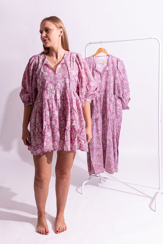 Cotton India Dress - Pink/Mini