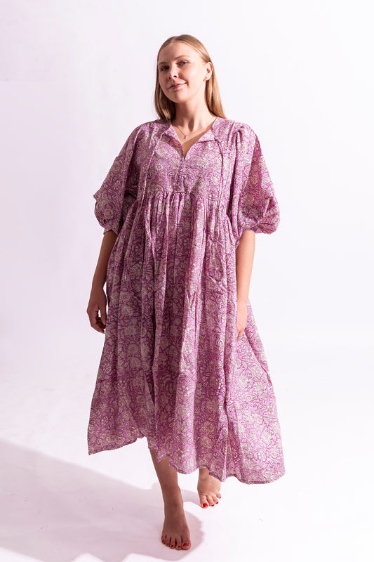 Cotton India Dress - Pink/Maxi