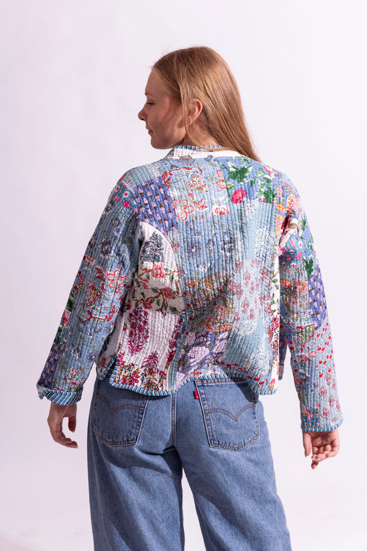 Cotton Quilted Reversible Jacket - Powder Blue