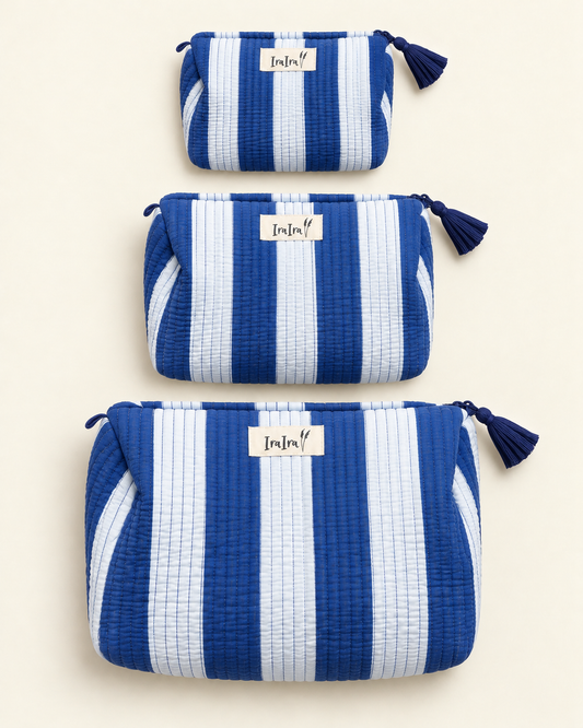 Cotton Quilted Cosmetic Bags - Set Of 3