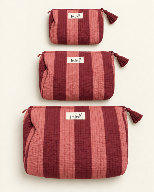 Cotton Quilted Cosmetic Bags - Set Of 3