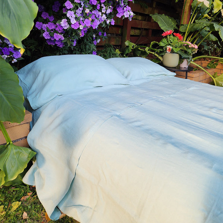 Aqua Indulgence Linen Flatsheet Set